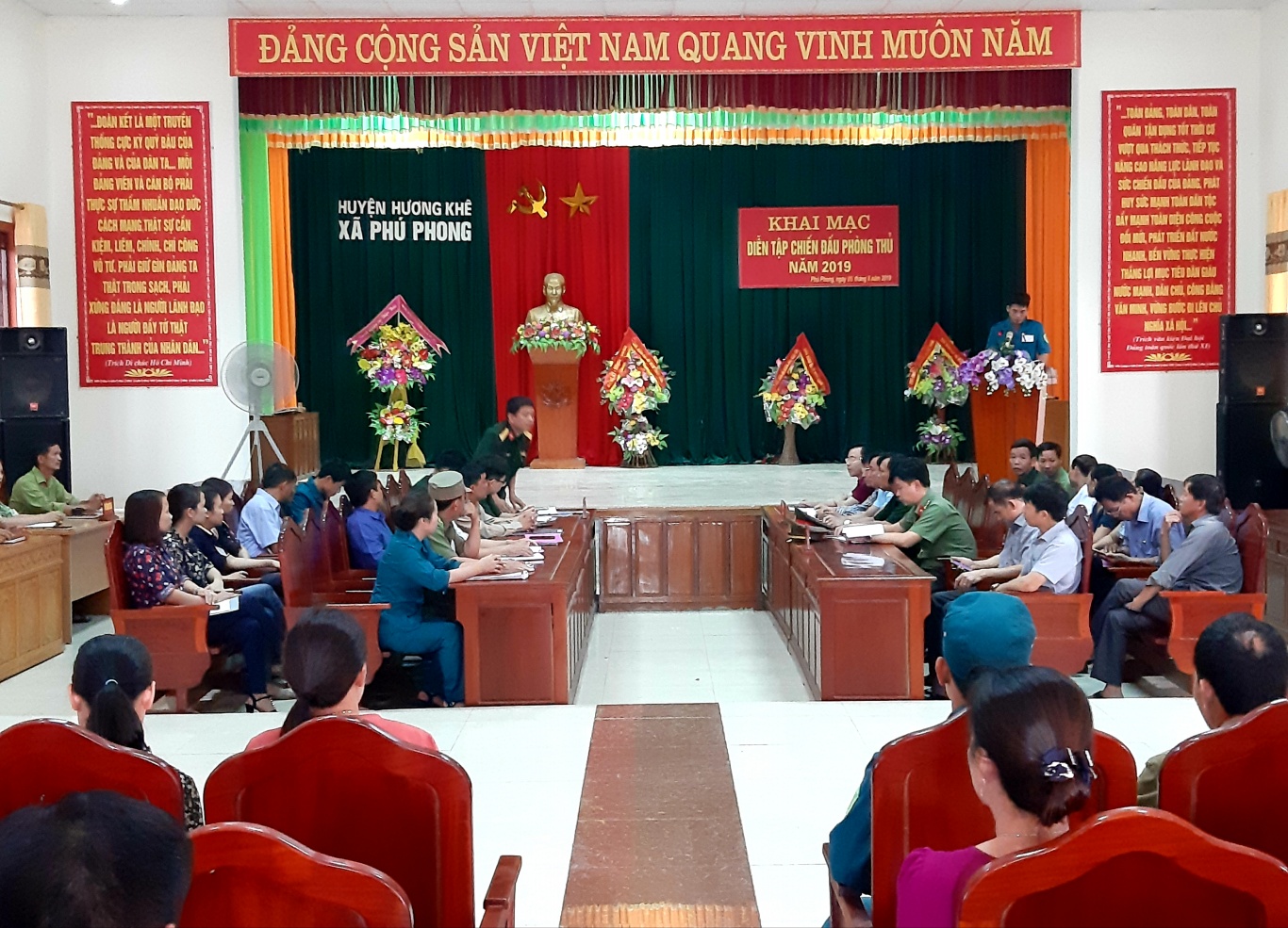 Phú Phong tổ chức thành công diễn tập chiến đấu phòng thủ cấp xã năm 2019